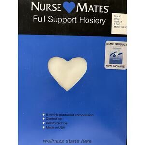 Nurse Mates Original Full Support Compression Pantyhose White C - 81500 - NEW